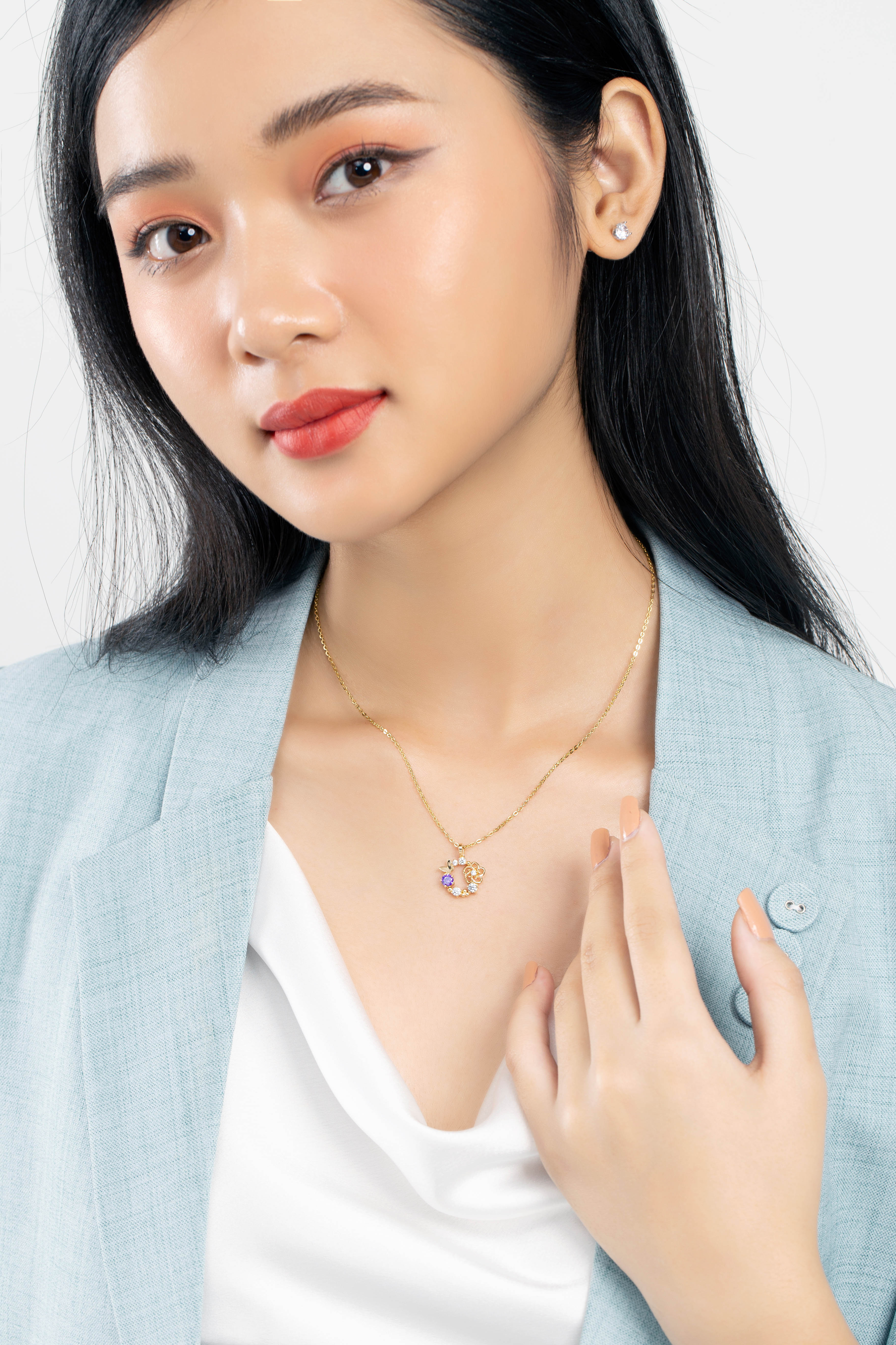Mặt Dây Chuyền Vàng 14k Forget Me Not MDMAMD524 Huy Thanh Jewelry