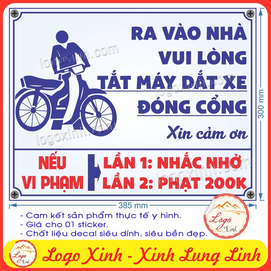 Logo Tem Sticker Nhắc Nhở Ra Vào Tắt Máy Đóng Cổng Kèm Mức Phạt Hành Chính Dùng Cho Khu Nhà Trọ, Nhà Cho Thuê, Tập Thể