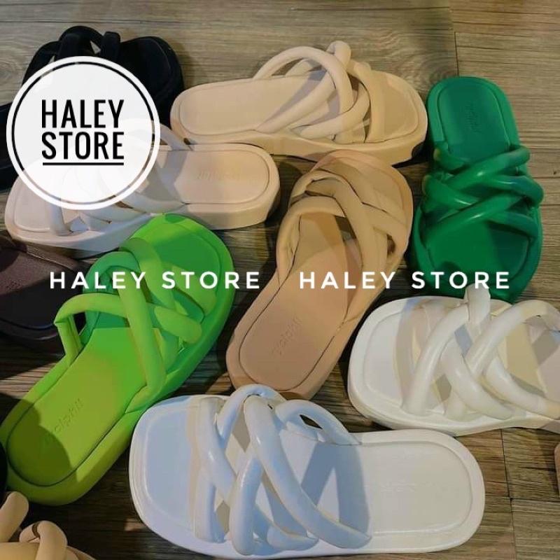 Dép bánh mì nữ đế xuồng HALEY STORE quai phồng đan thời trang cá tính nhẹ mềm êm chân rẻ bền đẹp đi chơi đi du lịch