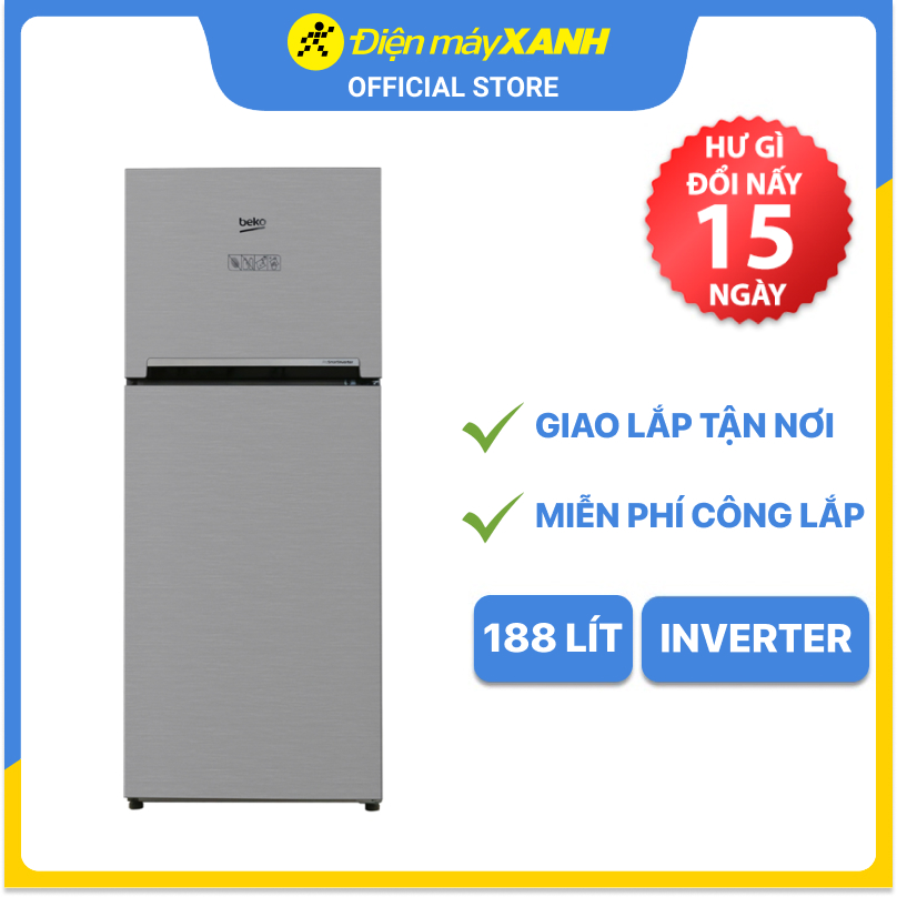 Tủ Lạnh Inverter Beko RDNT200I50VS (188L) (Bạc) - Hàng chính hãng