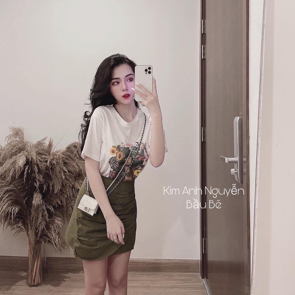 SET ÁO PHÔNG CUTE MIX CHÂN VÁY KAKI CO GIÃN MỀM MẠI