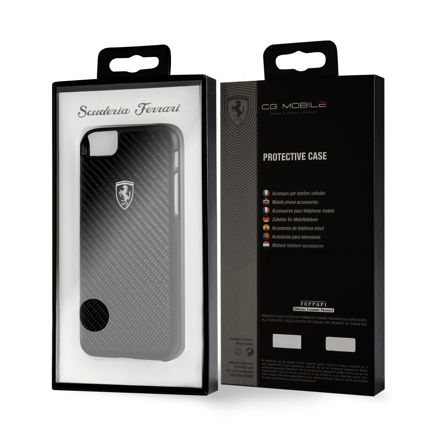 Ốp lưng dành cho Iphone 6/7/8, Ferrari Carbon & Da Thật - HÀNG NHẬP KHẨU