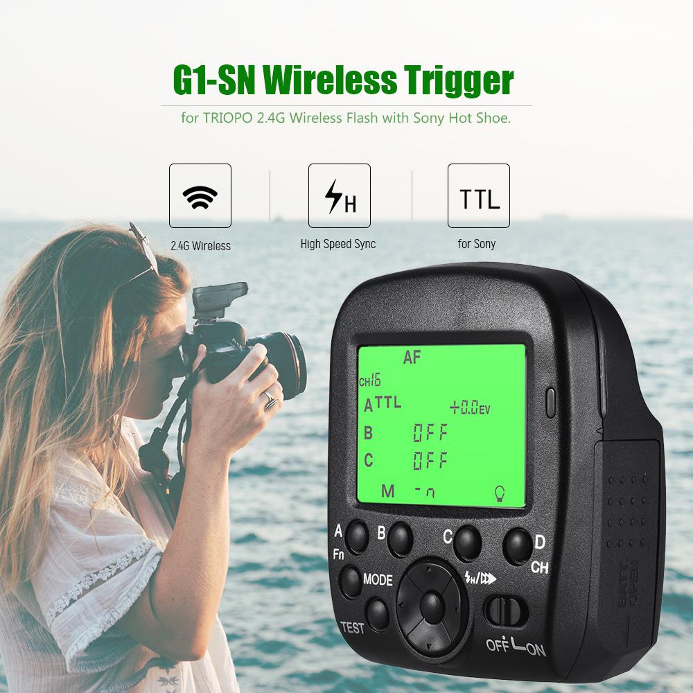 Bộ phát kích hoạt đèn flash không dây TTL 2.4GHz HSS 1 / 8000s kênh Màn hình LCD Thay thế cho Sony A77II