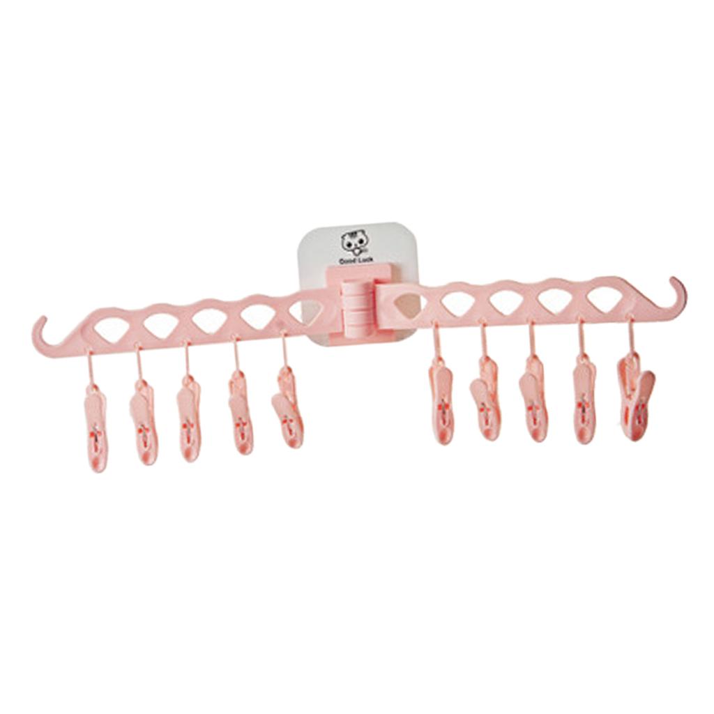 Foldable Clip and Cloths Hanger, Sock Hanger Underwear Hanger with 10