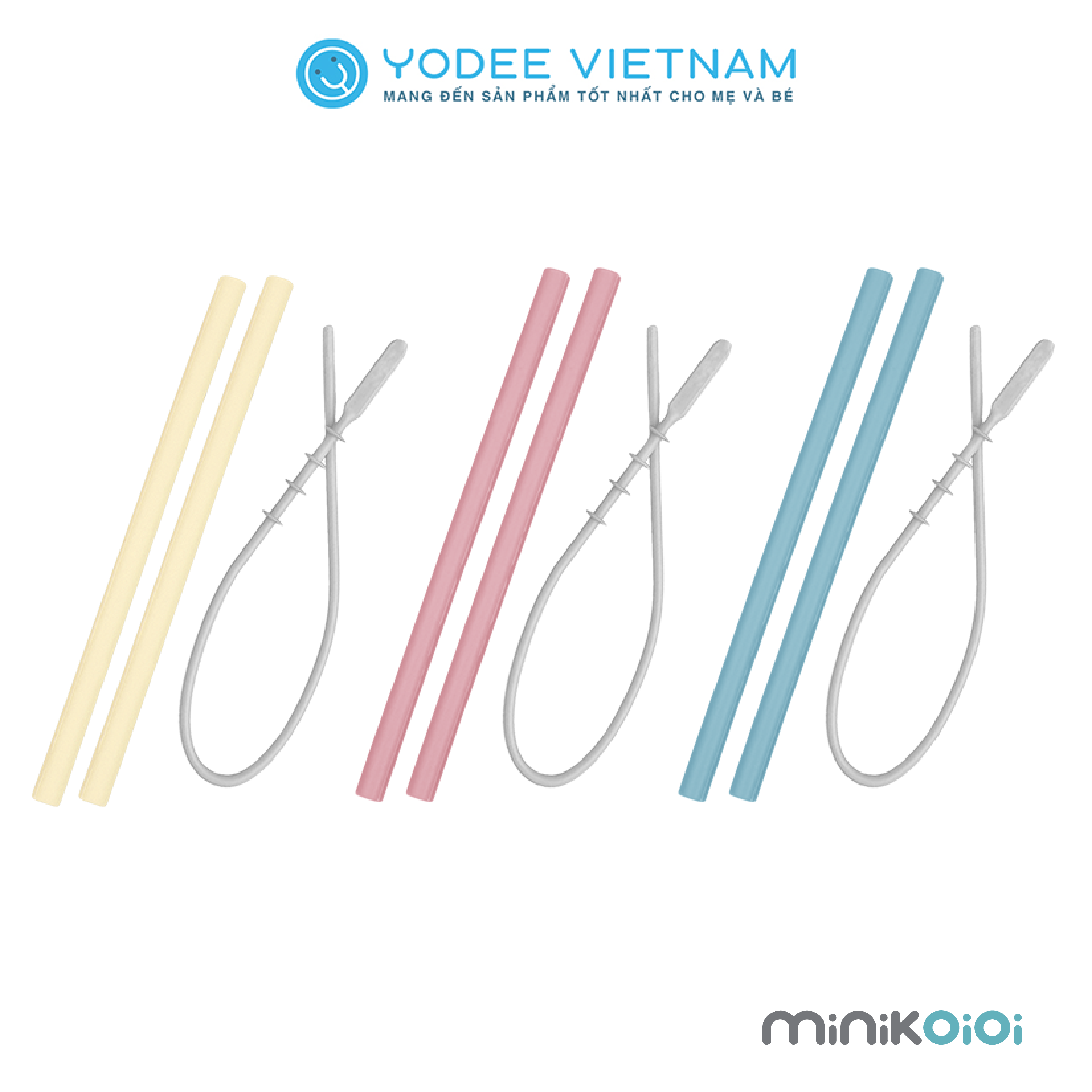 MinikOiOi Set cọ rửa và ống hút silicone cho bé