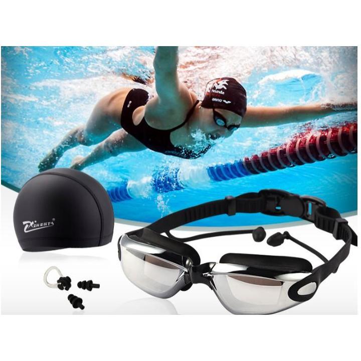 Bộ phụ kiện bơi lội trùm đầu, bịt tai và kính chống sương mù cao cấp - Gia dụng SG