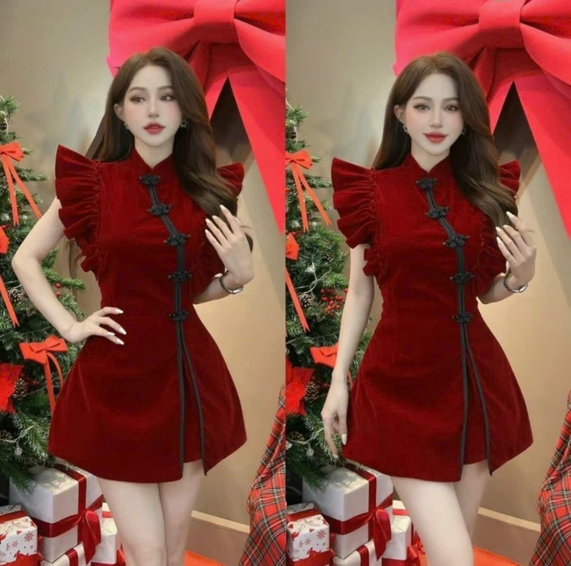 SÉT NHUNG CỨNG KÈM QUẦN NÚT TÀU Y HÌNH MÀU Y HÌNH
