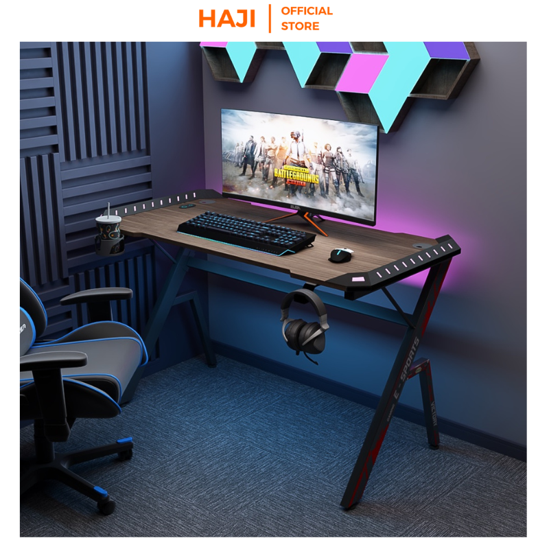 Bàn gaming có hệ thống đèn led năng động, bàn làm việc thông minh, năng động thương hiệu HAJI C70