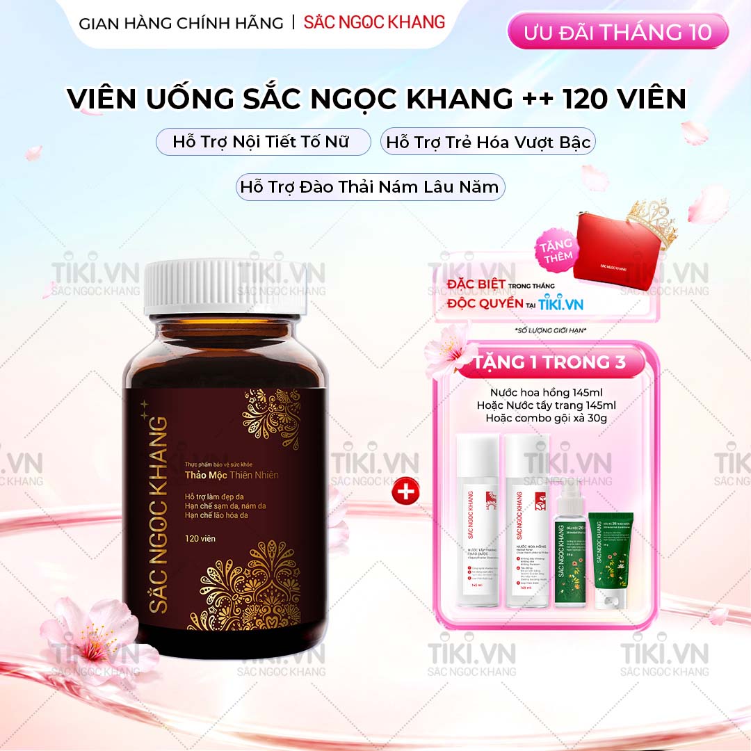 Viên uống Sắc Ngọc Khang 120 viên giúp trẻ hóa Làn da làm mờ sạm nám tàn nhang hiệu quả, tăng cường tính đàn hồi cho làn da, hỗ trợ cải thiện và phục hồi da bị lão hóa vượt trội