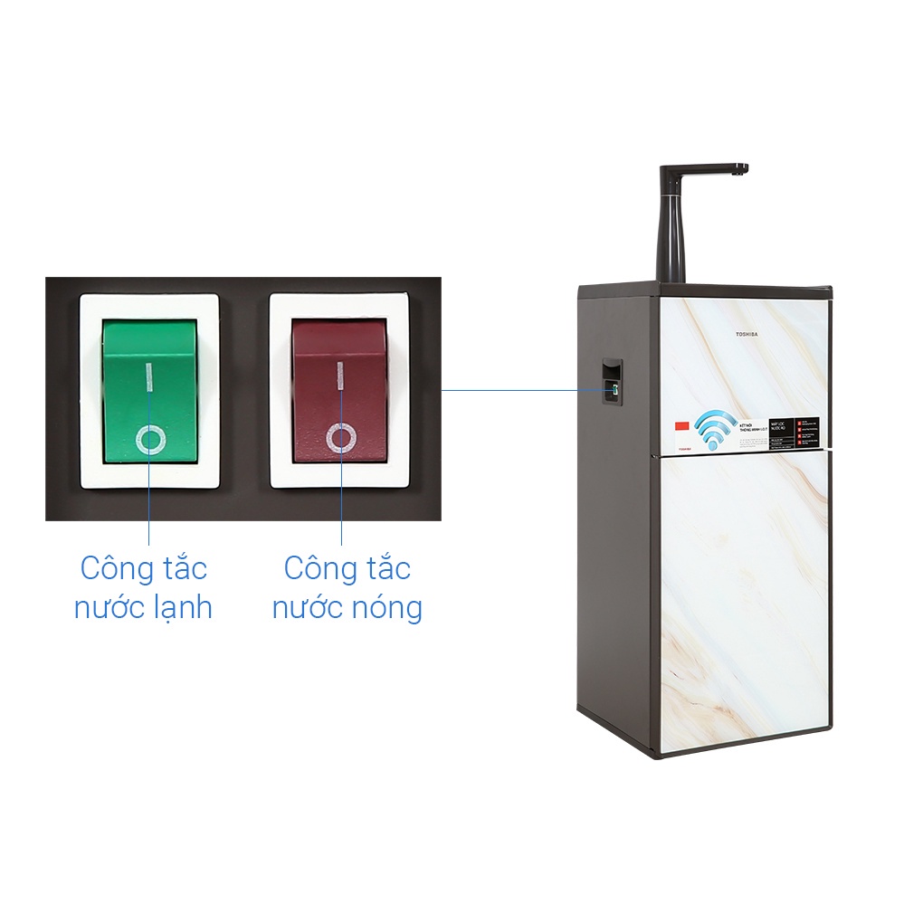 Máy lọc nước nóng lạnh RO Toshiba TWP-W1905SV - Đèn cảnh báo thay lõi lọc - Điều khiển máy bằng điện thoại - Hàng chính hãng