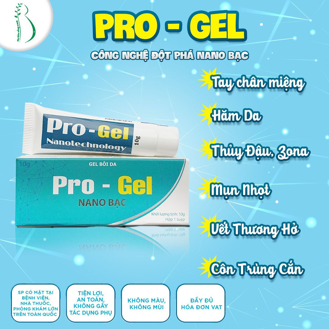 Gel Bôi Bỏng, Hăm Da, Tay Chân Miệng, Mụn Nhọt, Côn Trùng Đốt, Rôm Sảy, Zona, Thủy Đậu Pro - Gel Nano Bạc