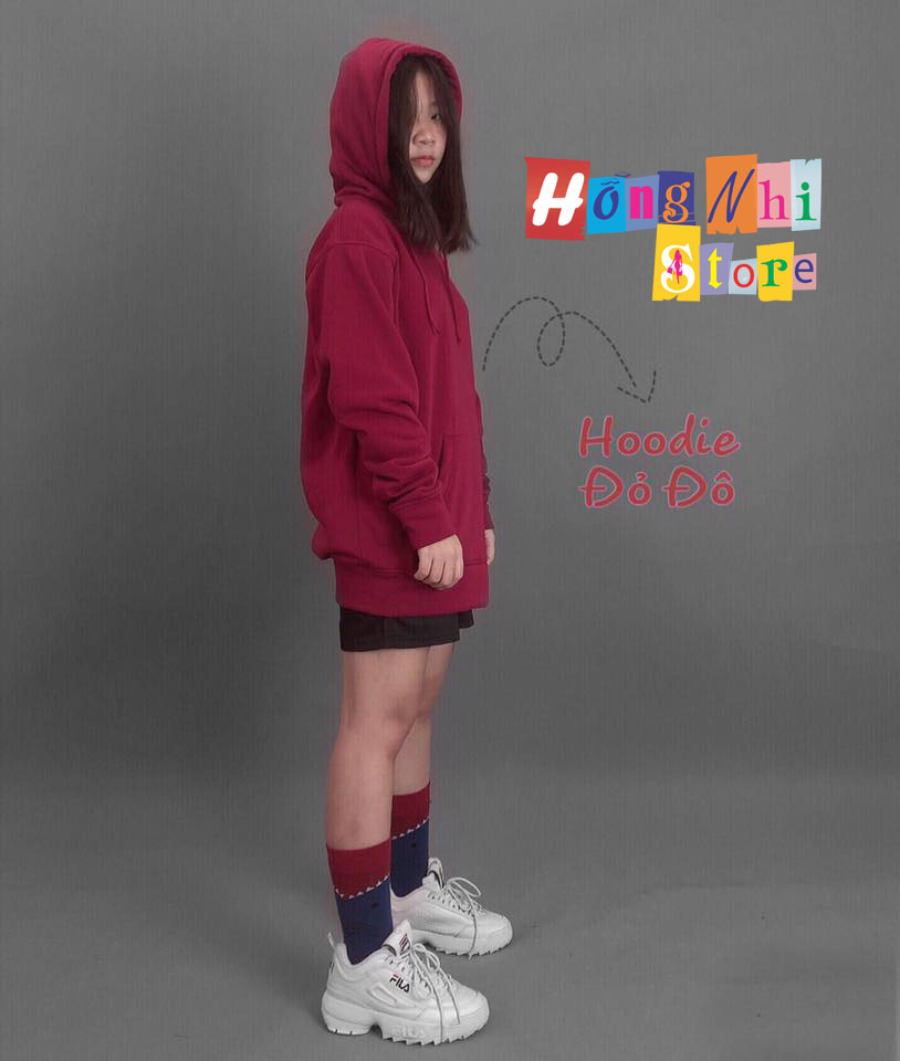 Áo Hoodie Trơn Màu Đỏ Đơn Cao Cấp Dáng Rộng Unisex Nam Nữ Mặc Được - MM