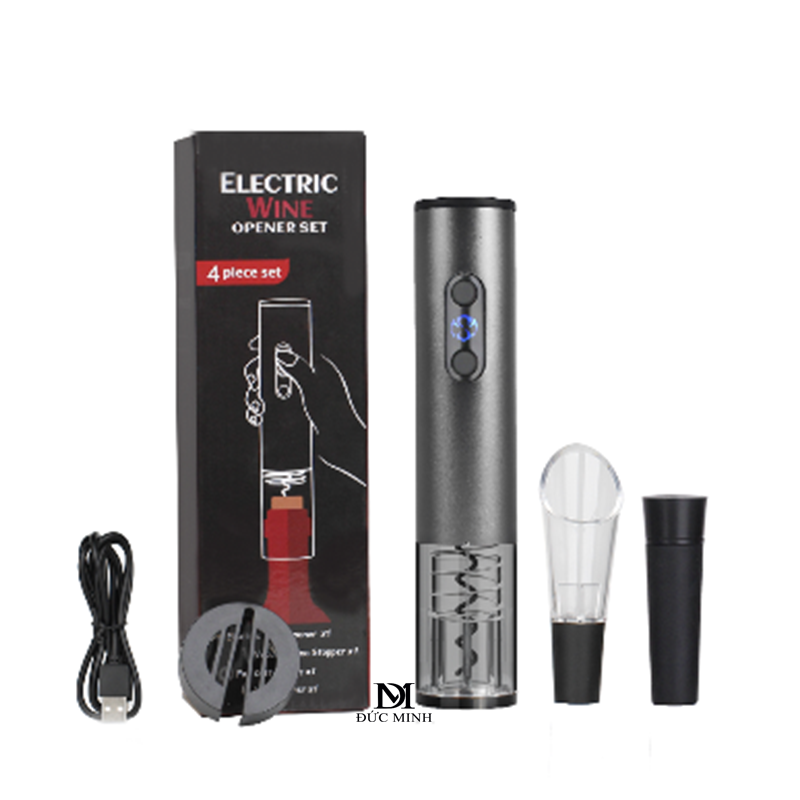 Khui rượu vang bằng điện 4 món pin rời (Có sạc tích điện USB) SUNWAY