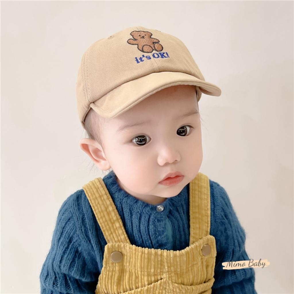 Mũ nón lưỡi trai thêu hình gấu dễ thương cho bé MH120 Mimo Baby