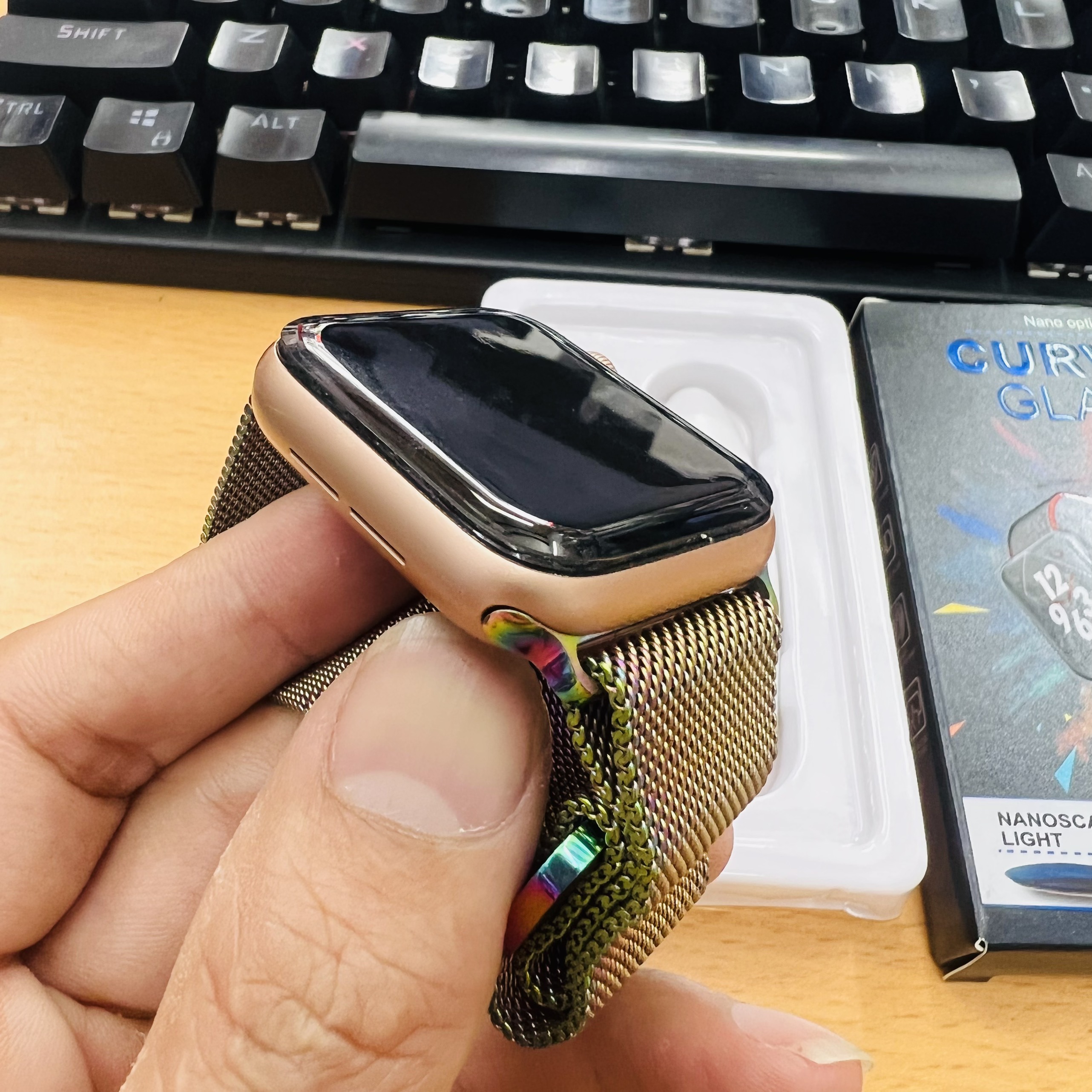 Miếng Dán Kính Cường Lực Full Keo UV Cho Apple Watch Size 38, 40, 42, 44mm Chính Hãng Glass Trong Suốt, Chống Va Đập  - Hàng Chính Hãng
