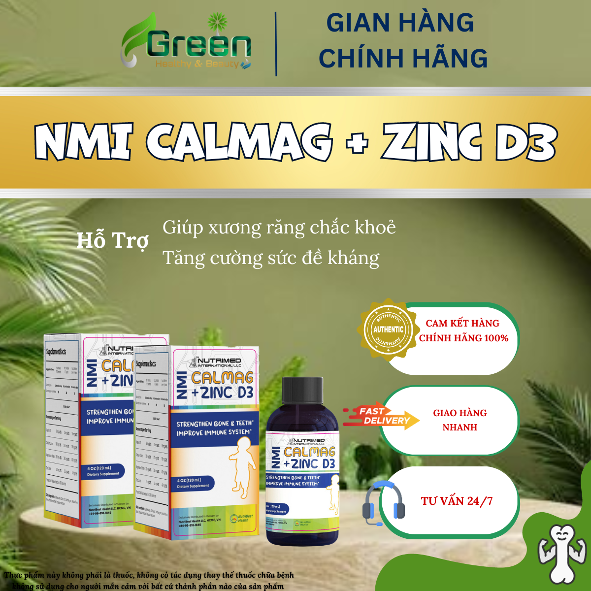 [TPBVSK] COMBO 2 hộp Syrup NMI CalMag + ZincD3 - Hỗ trợ giúp xương, răng chắc khỏe (Chai 120ml)