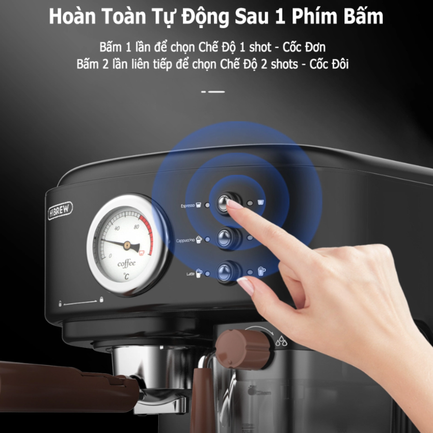 Máy pha cà phê Espresso chuyên nghiệp thương hiệu Mỹ HiBREW cao cấp H8A - Hàng Chính Hãng