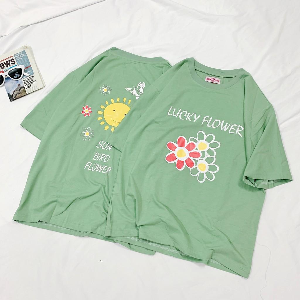 Áo Thun Tay Lỡ Unisex Form Rộng LUCKY FLOWERS