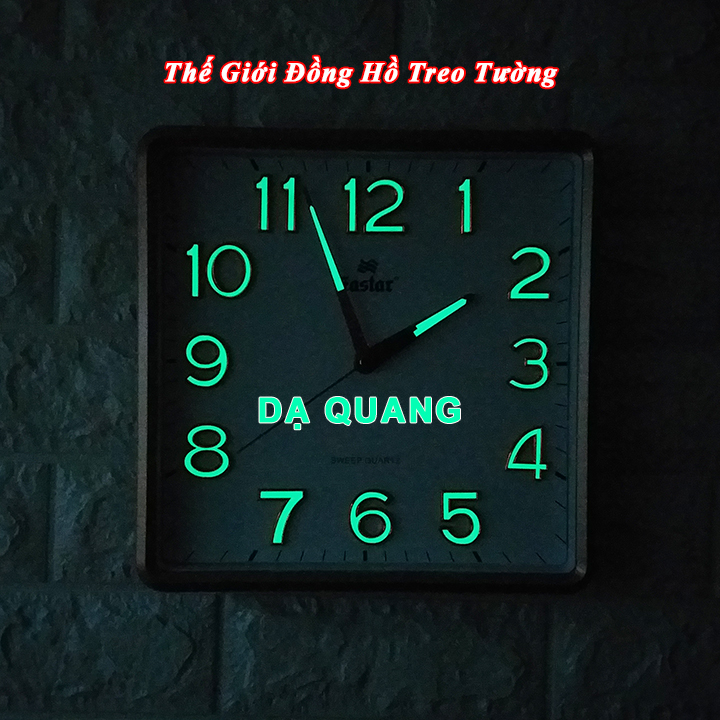Đồng Hồ Treo Tường KIM TRÔI NHẬT Cao Cấp EASTAR Có DẠ QUANG Hình Vuông - Tặng Pin Maxell - Bảo Hành 1 Năm
