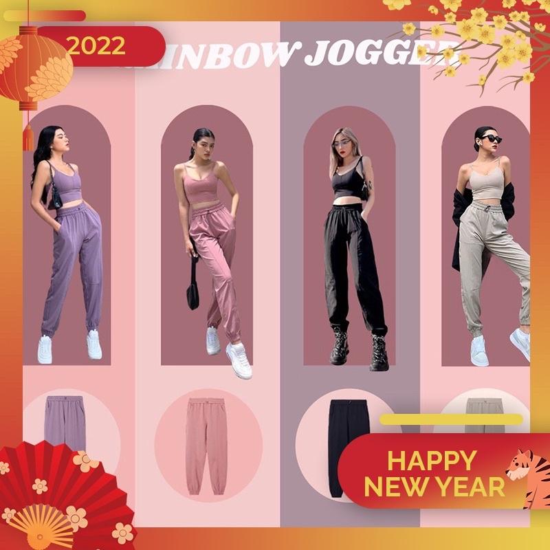 Quần Thể Thao Tập Gym Yoga Nhảy Rainbow Jogger (bo ống, co giãn thoải mái, tập nhảy, cạp cao, thấm hút tốt)