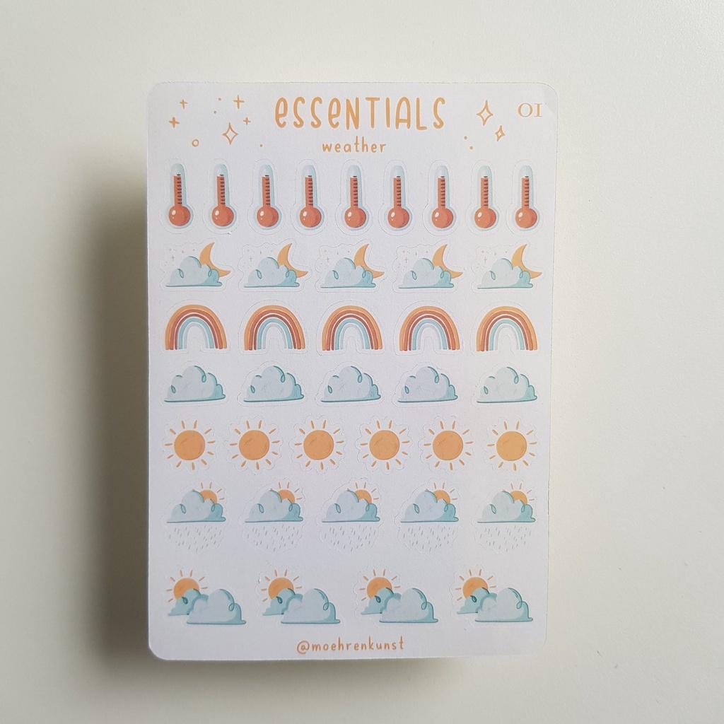 Essentials - Weather Stickers Sunny - Chuyên dán sổ | Bullet Journal Stickers, Planner Stickers, Scrapbook Stickers