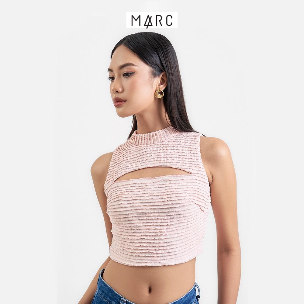 Áo croptop nữ MARC FASHION sát nách cổ tròn xẻ ngực CBLH111522