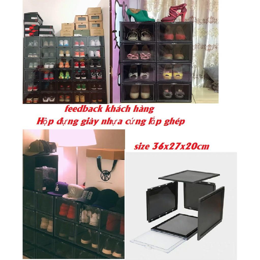 COMBO 5 Hộp đựng giày nhựa cứng cửa mở nam châm tặng gói hút ẩm