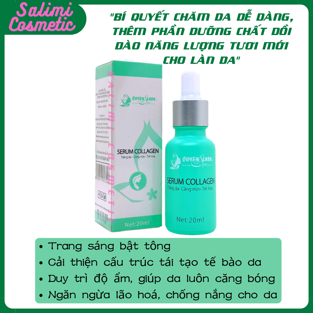 Tinh Chất Dưỡng Da SERUM COLLAGEN Quyên Lara - Trẻ Hoá Làn Da, Cung Cấp Dưỡng Ẩm Chuyên Sâu, Ngăn Ngừa Lão Hóa Da | Dung Tích 20ml - HÀNG CHÍNH HÃNG