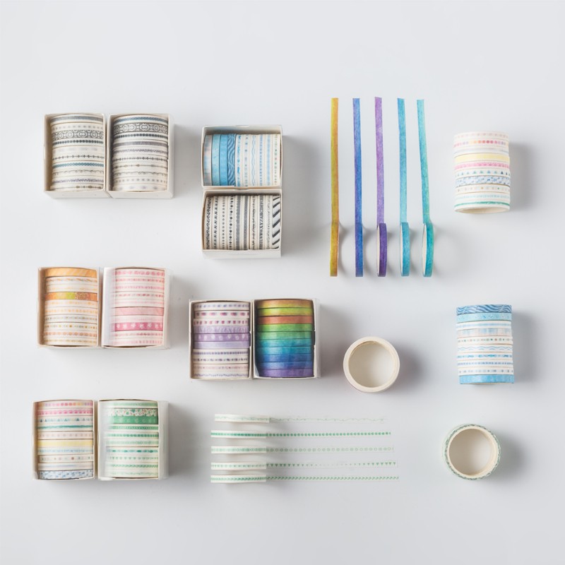 Bộ 10 Băng Keo Washi Tape nhiều màu sắc dùng trang trí album độc đáo, sổ nhật kí DIY