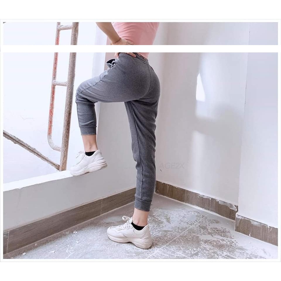 Quần Jogger gân tăm cho nữ cao cấp dày dặn, bền, thời trang thu đông