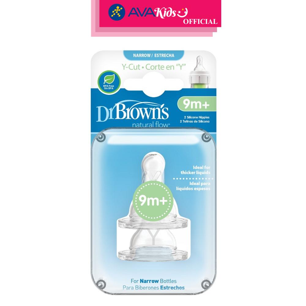Bộ 2 núm ti Dr.Brown's cổ hẹp size Y (từ 9 tháng) - Hàng Chính Hãng
