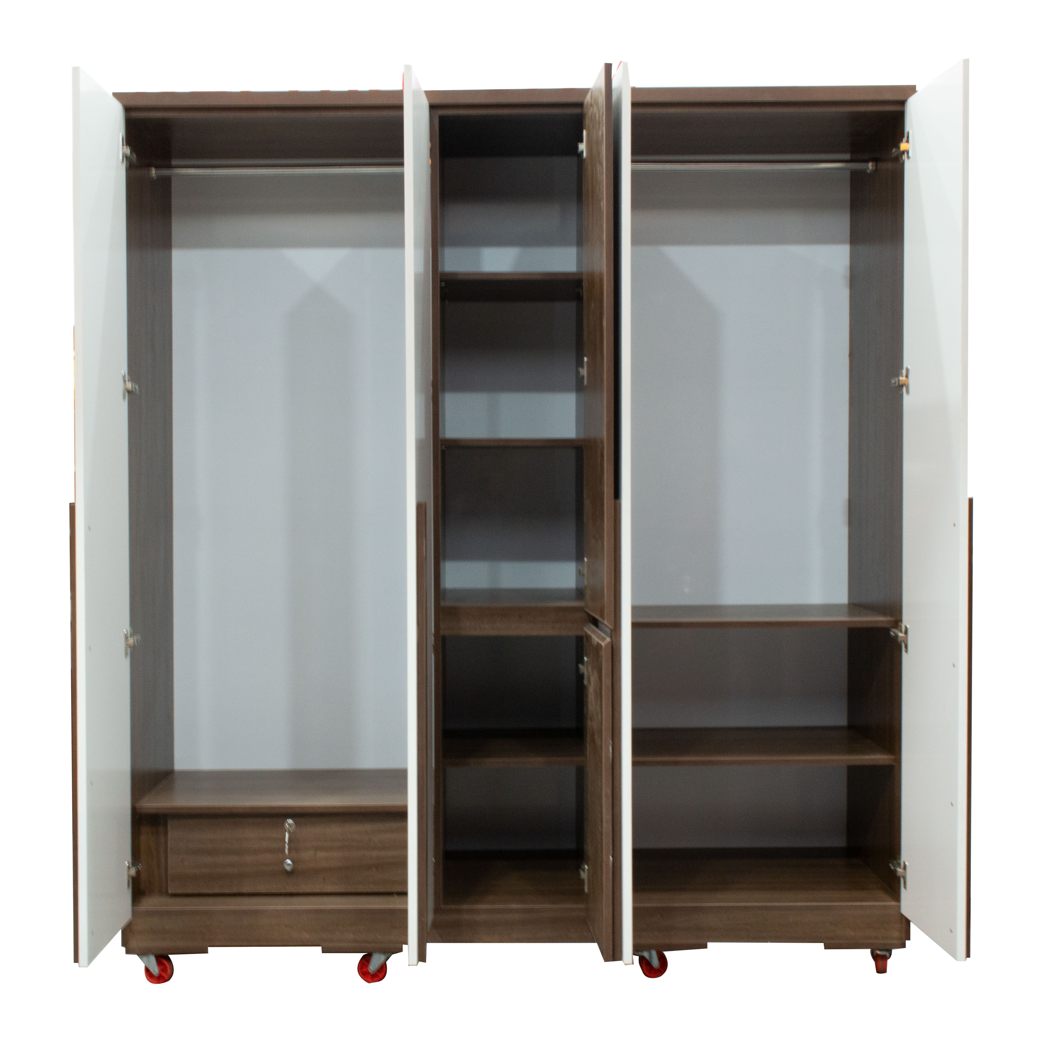 Tủ Áo 4 Cánh Hiện Đại Màu Nâu Phối Trắng Đẹp Giá Rẻ