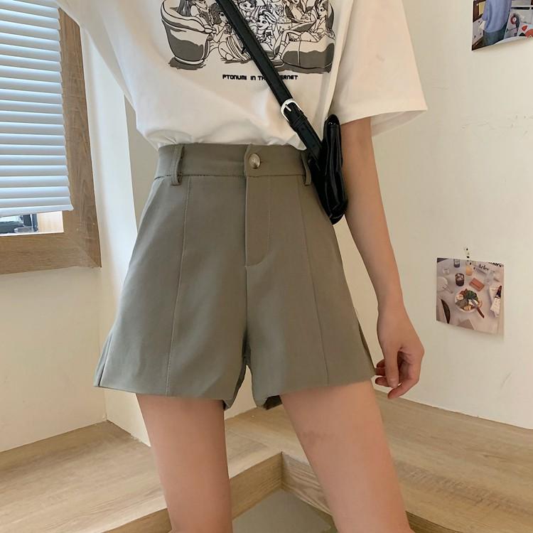 Quần Short nữ Lưng cao Ống rộng Ulzzang Hàn Quốc Quần sooc đùi nữ Cạp cao Form rộng Thời trang
