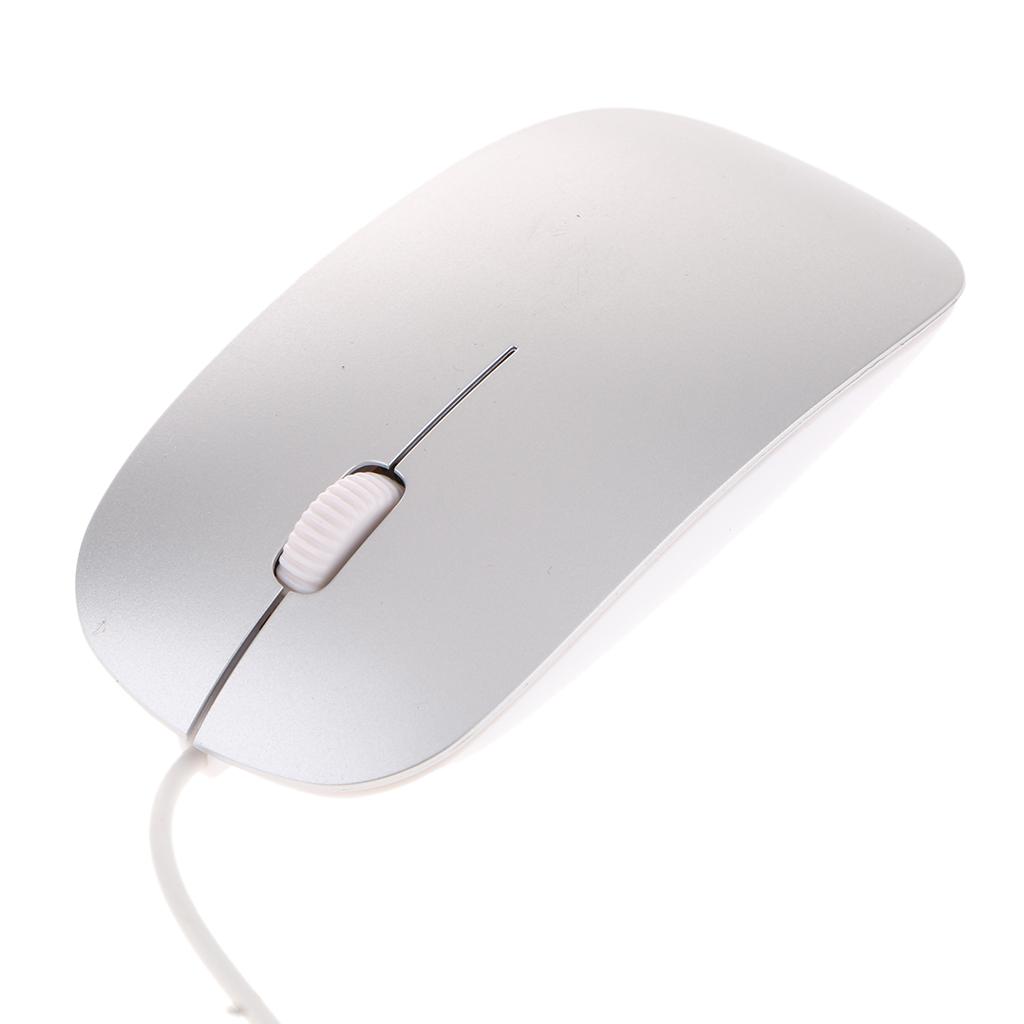Ultra Thin Slim USB Optical Wired Mouse for PC Laptop Windows Macbook-Silver