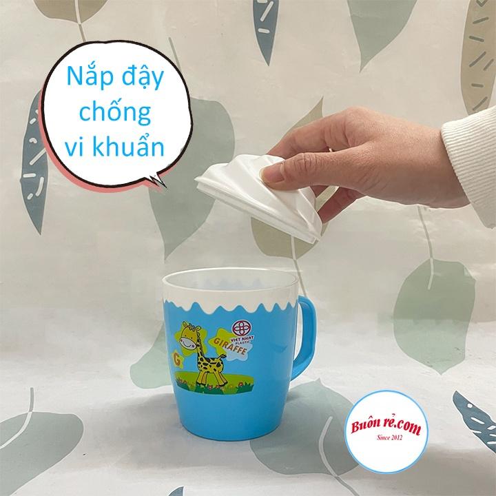 Cốc kem Việt Nhật nhiều họa tiết, Ly kem kèm nắp có quai cầm