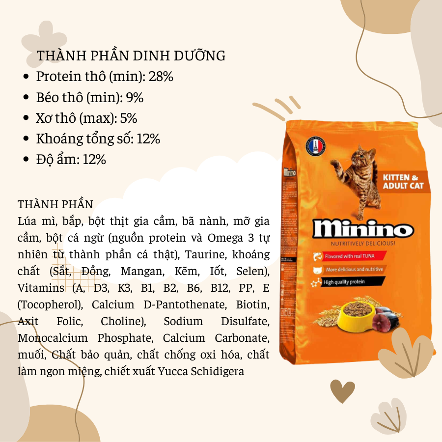 Thức ăn cho mèo MININO TUNA cá ngừ 480g