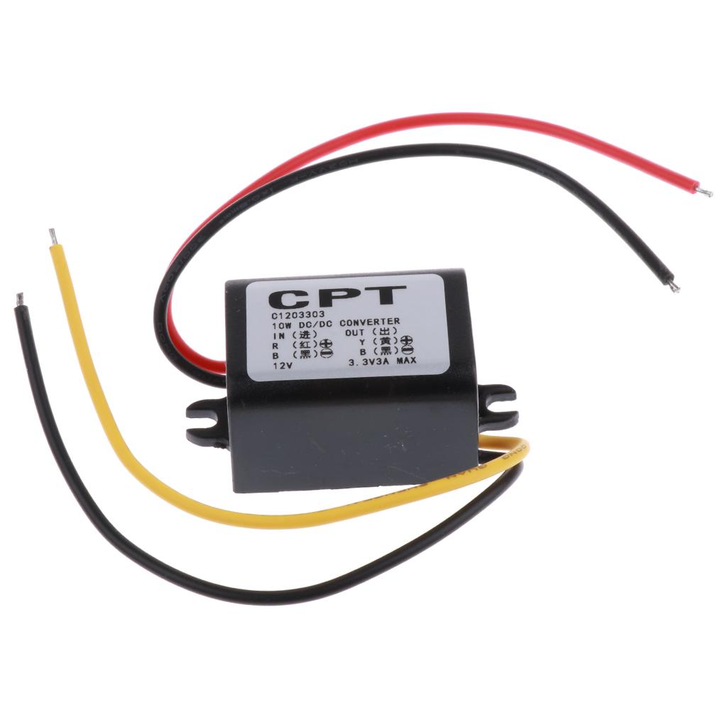 2x Waterproof Auto Vehicle Voltage Reducer DC-DC Converter 12V to 3.3V Step-down Voltage Regulator Transformer 3A/10W Power Supply Module for Car