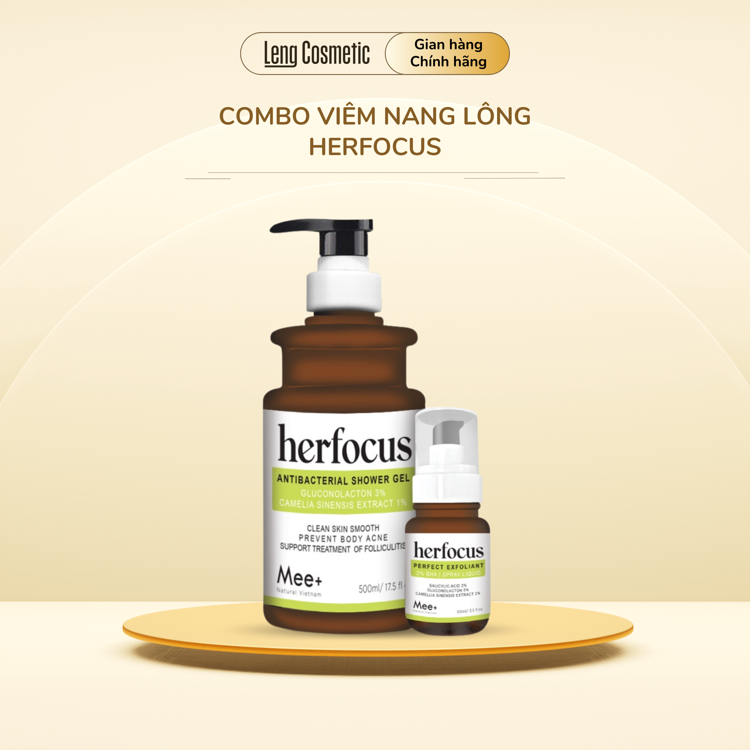 Liệu Trình Chuyên Viêm Nang Lông Đặc Biệt - Xịt HERFOCUS 100ml + Sữa Tắm HERFOCUS 500ml