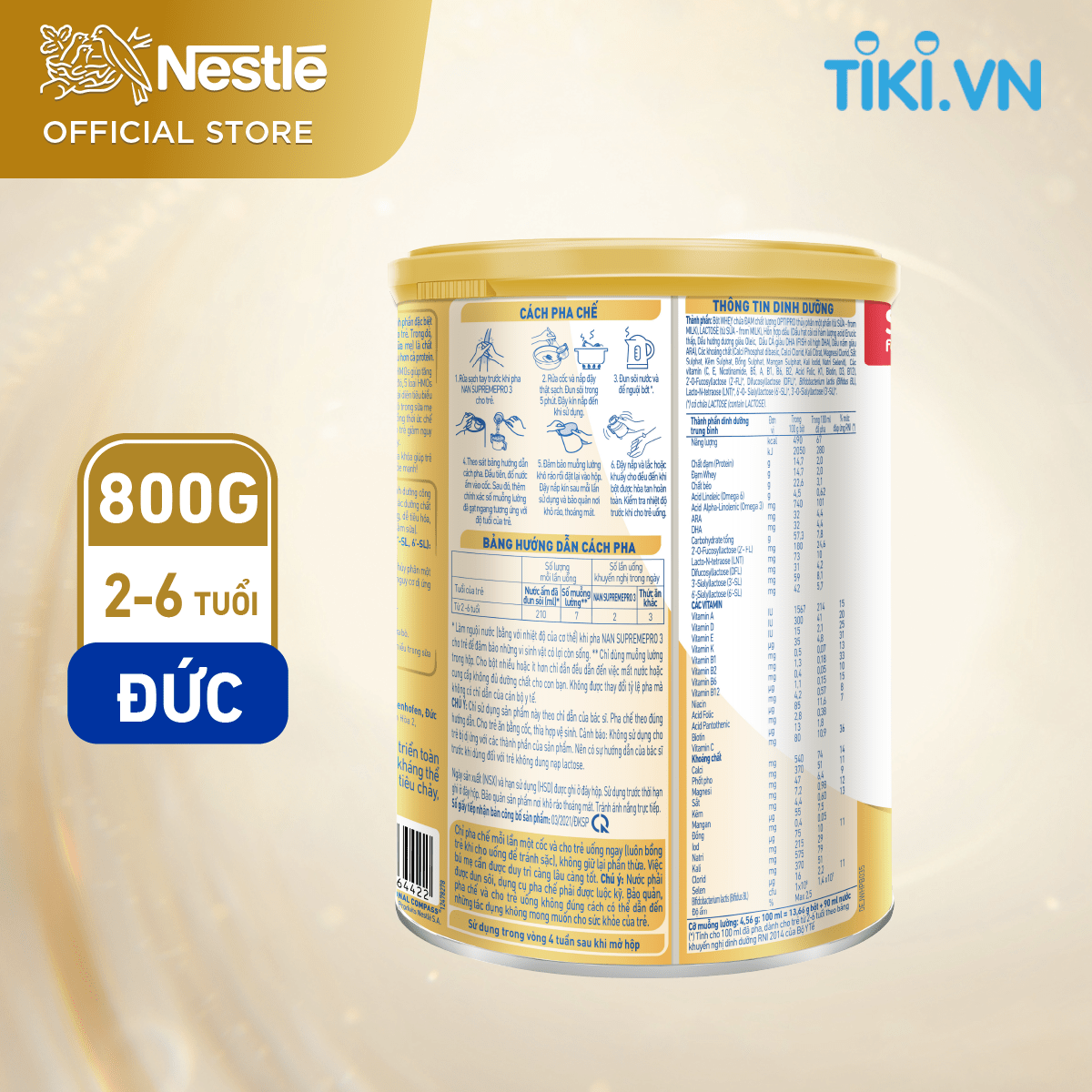 Bộ 2 Lon Sữa Bột Nestlé NAN SupremePro 3 với 5HMO giúp tăng đề kháng, đạm Gentle Optipro giúp dễ hấp thu &amp; ngừa nguy cơ dị ứng (chàm sữa) - SP nhập khẩu từ Đức Tặng Micro ca hát  (2 - 6 tuổi)