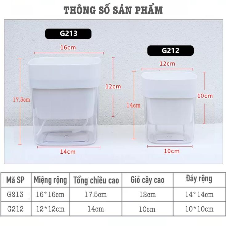 Chậu cây để bàn Oliz G2 Clear. Chậu trồng cây có chức năng tự tưới nước cho cây. Trang trí văn phòng, bàn làm việc