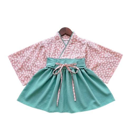 Váy Bé Gái Phong Cách KIMONO Xanh Lá 3-20kg