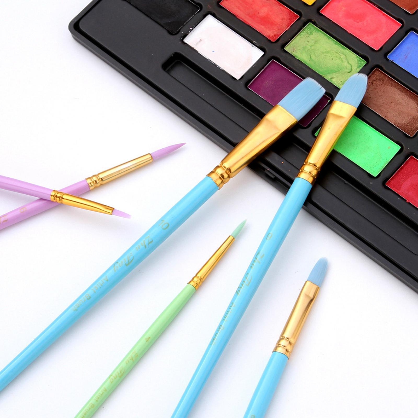 10Pcs Artist Watercolor Paint Brushes Set Detail Painting Kit Craft Supplies for Acrylic Oil