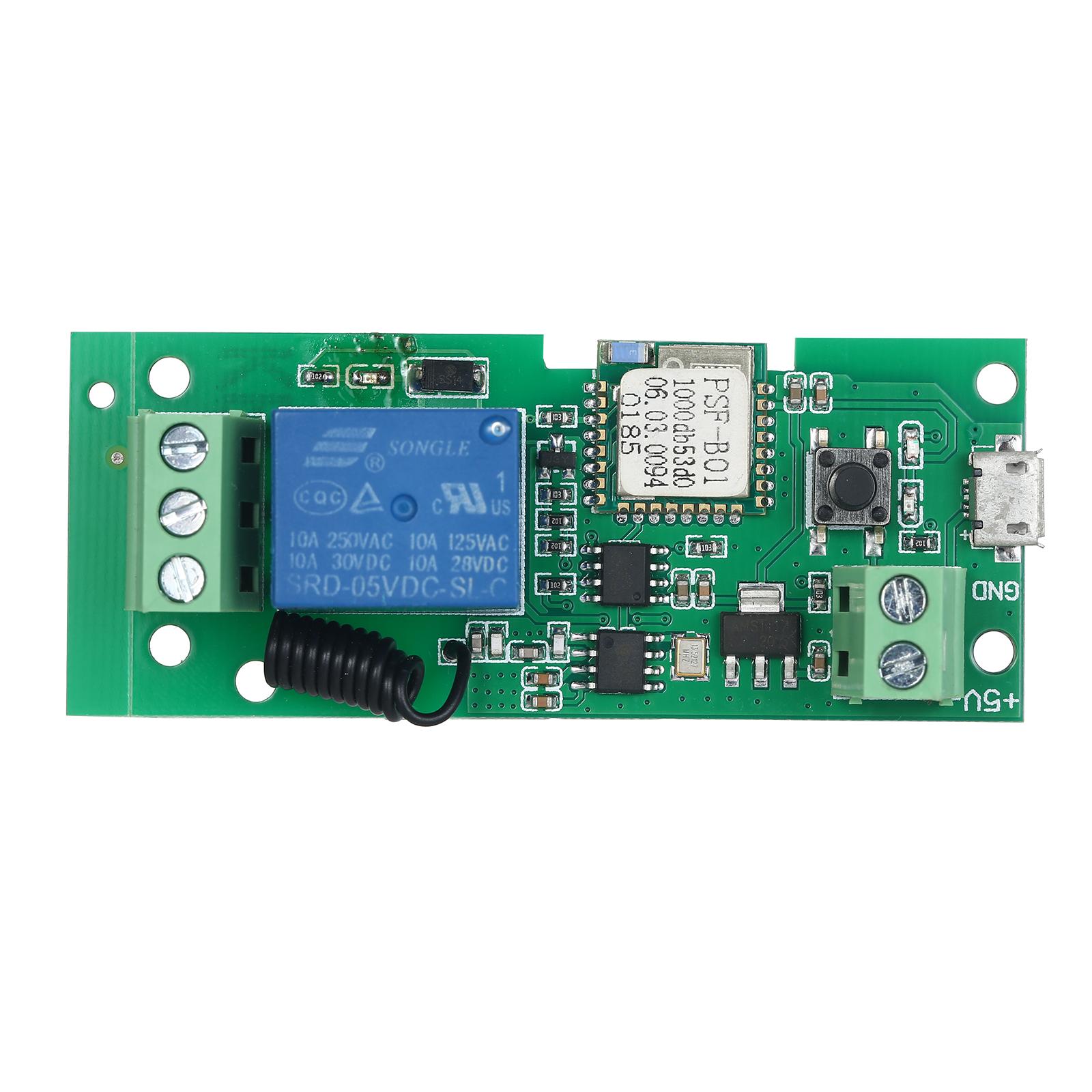 EWeLink USB DC5V Wifi Switch RF 433MHz Wireless Relay Module Smart Home Automation Modules Phone APP Remote Control Timer Switch Alexa Google Home Voice Control for Access Control System Inching/Self-Locking