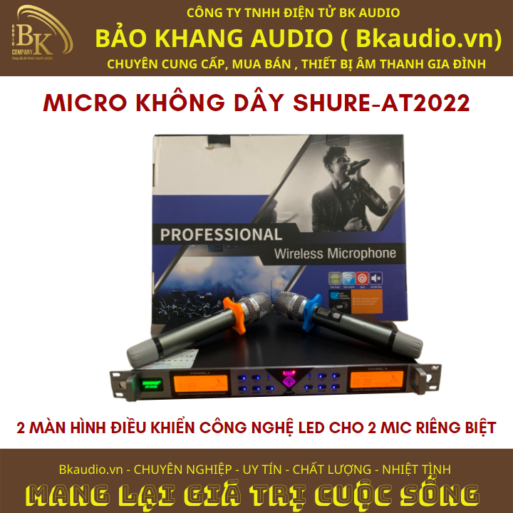 Micro không dây cầm tay AT-2022. Sản phẩm đến từ thương hiệu SHURE. Msp : SPM-01