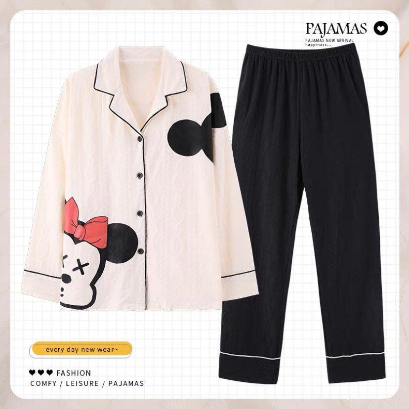 Bộ Pijama Dài Tay Có Cổ Chất Liệu Cotton Nâng Cấp Mới Nhất