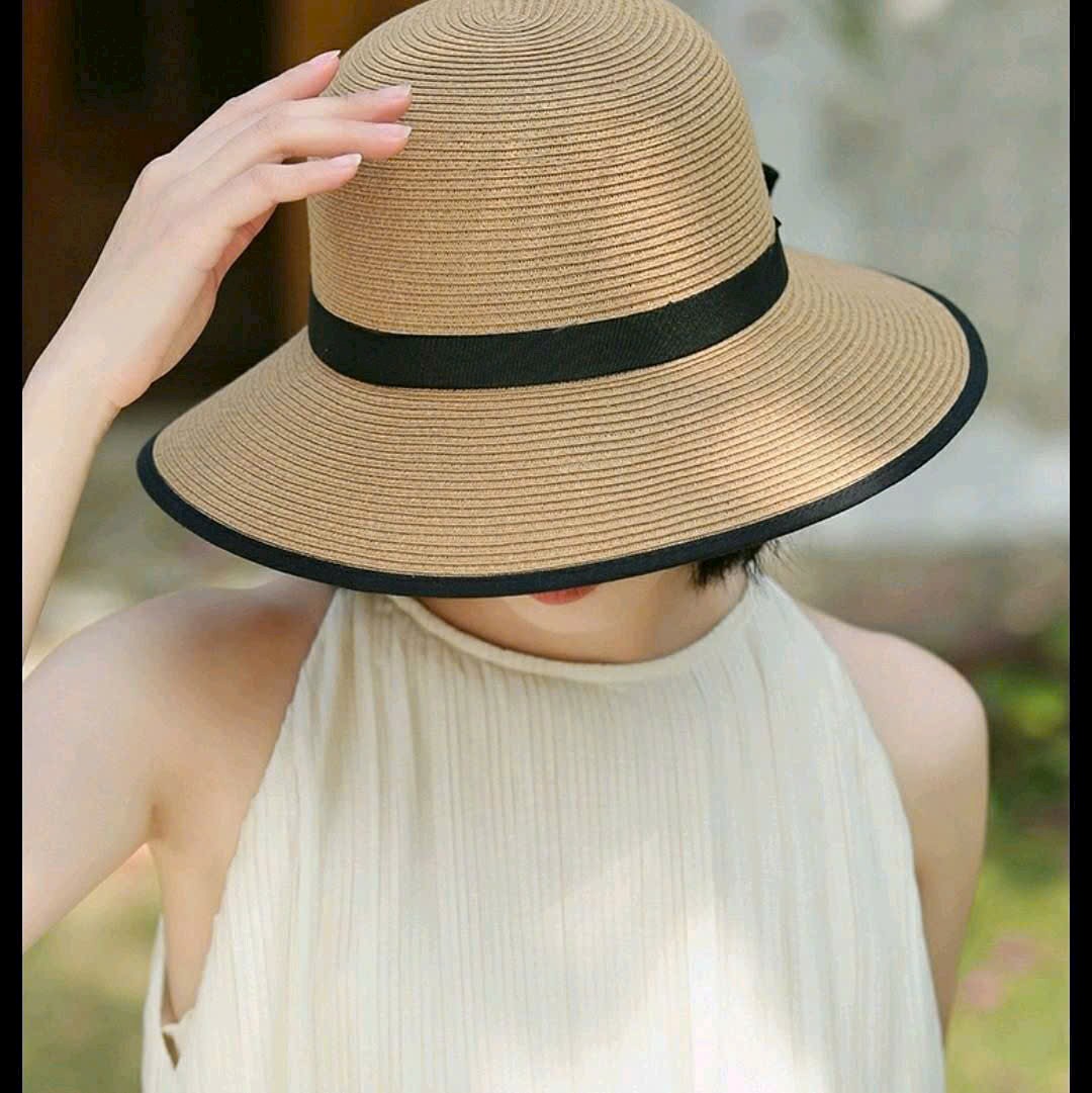 Nón rộng vành mũ cói nữ đi biển chống nắng, chống UV thoáng mát dona25110907