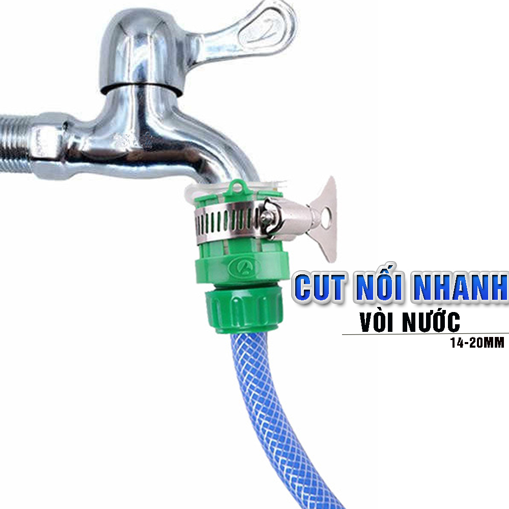 Đầu cút nối nhanh cho vòi nước ra dây ống nước mềm từ 14 hoặc 20mm dùng tưới cây hay rửa xe MIHOCO