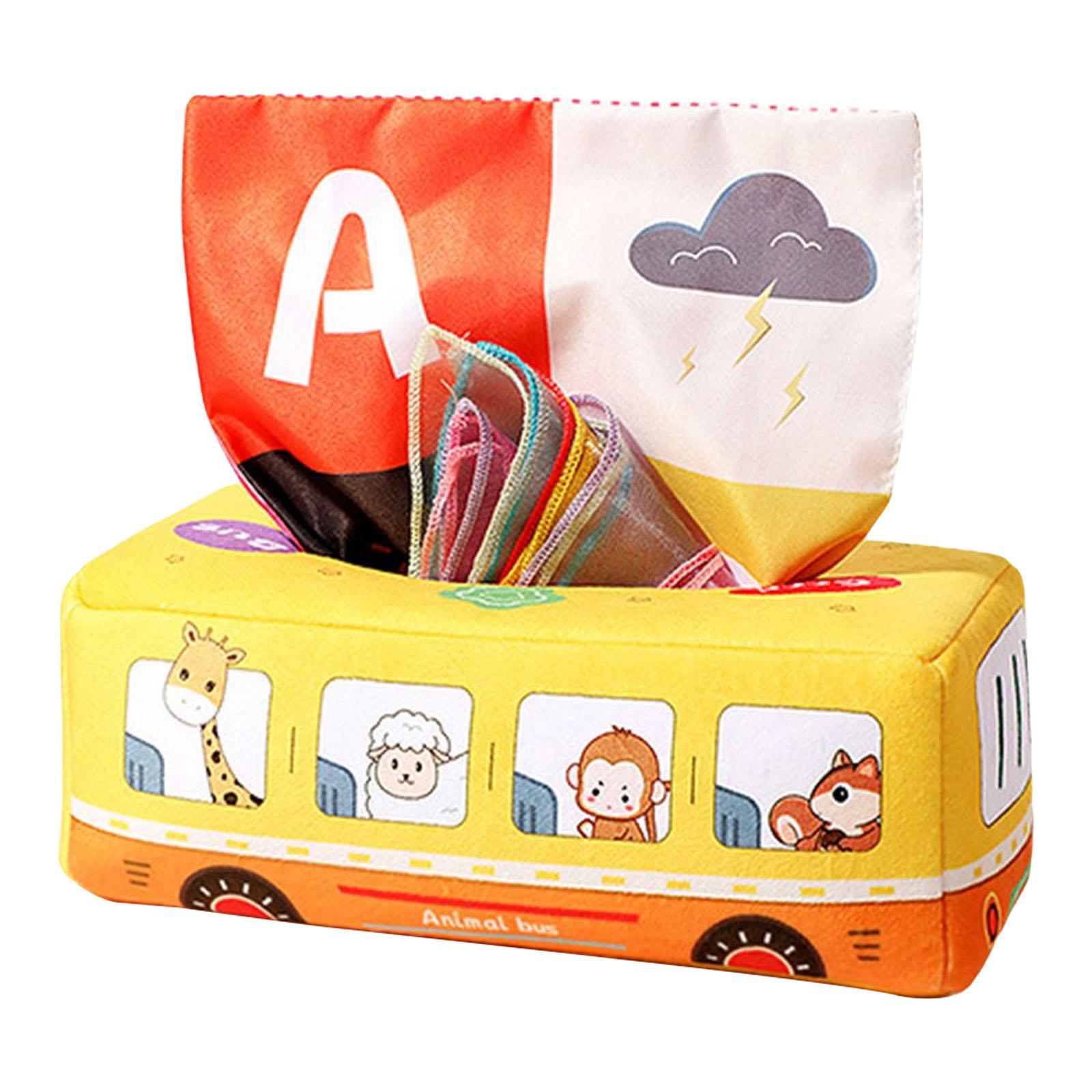 2x Plush Baby Tissue Box Gauze Scarf Sensory Toy for Newborns 6-12 Months