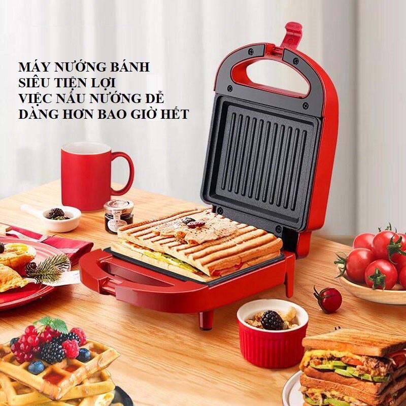 Máy nướng bánh mỳ Sandwich công suất 600W chống dính - Máy kẹp bánh mì 2 mặt bằng điện đa năng tiện dụng