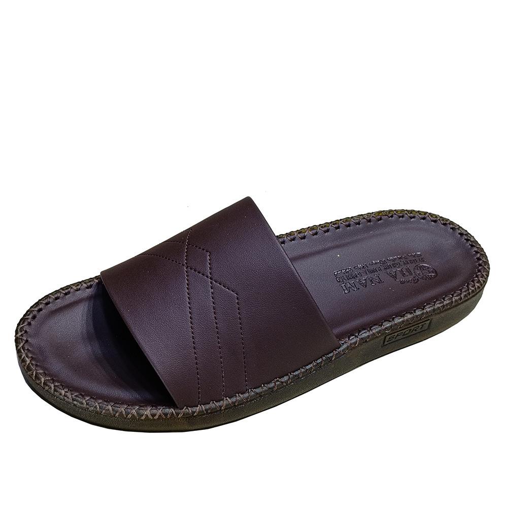 Dép Nam Da Bò HA NAM Đế Siêu Nhẹ Khâu Chỉ Toàn Bộ DNA22033